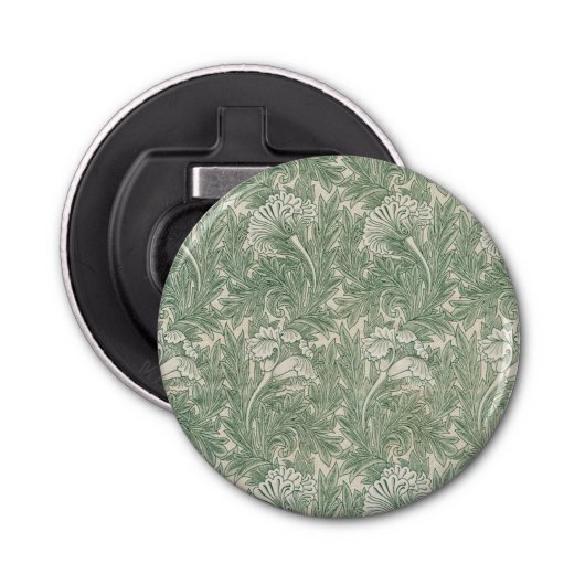 Décapsuleur William Morris tulip fond textile vert (Devant)