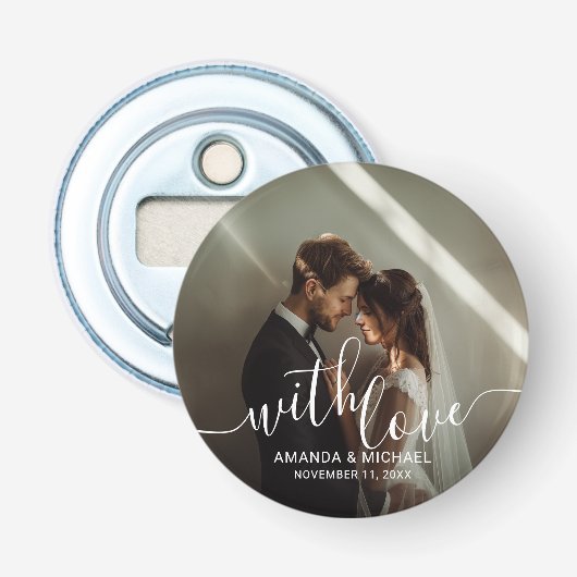 Décapsuleur 'With Love' Photo personnalisée Mariage Faveur (Devant)