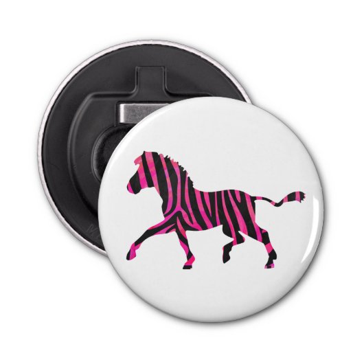 Décapsuleur Zebra Silhouette noir et rose chaud (Devant)
