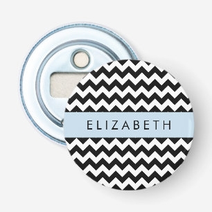 Décapsuleur Zigzag noir et blanc, Motif Chevron, Votre nom