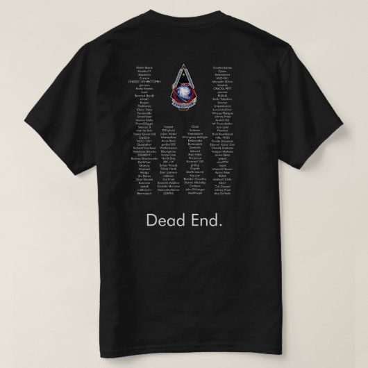DECE Groot Embleem (Mannen) met Leden op rug T-shirt (Design achterkant)