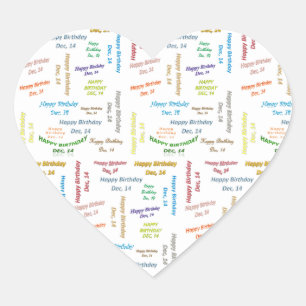 December, 14-jarige ticker hart sticker