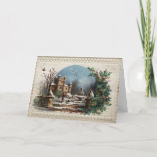 December 1872: De tuinman verzamelt hulst Feestdagen Kaart