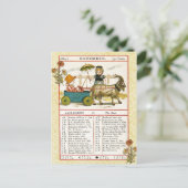 december 1884 Almanac.  Capricorn, de geit Briefkaart (Staand voorkant)