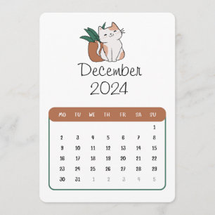 December 2024 Stand Alone Kat en Plant Kalender Menu