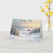 December 2025 Kerstmaand Kaart (Gele Bloem)