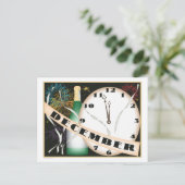 December Art Deco Champagne en Fireworks Briefkaart (Staand voorkant)