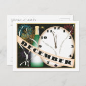 December Art Deco Champagne en Fireworks Briefkaart (Voorkant / Achterkant)