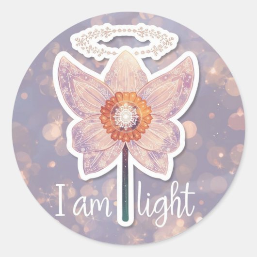 December Birth Flower Round Sticker Narcissus (Devant)
