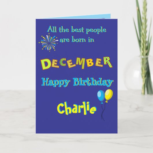 December Birthday Folded Greeting Card Kaart (Voorkant)
