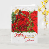 December Birthday Poinsettias Kaart (Gele Bloem)
