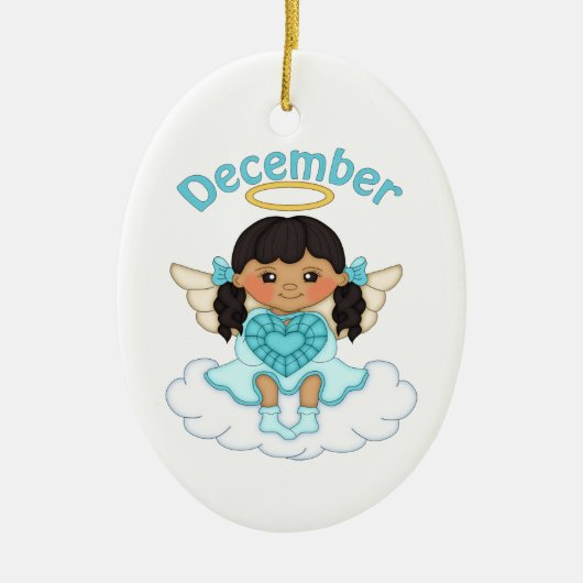 December Birthstone Angel Black Keramisch Ornament (Voorkant)