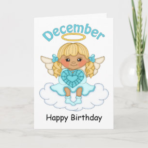 December - Birthstone Angel Blonde Birthday-kaart Kaart