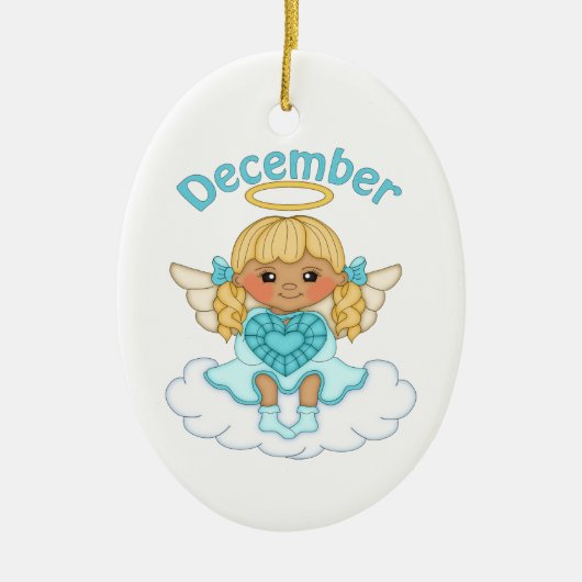 December Birthstone Angel Blonde Keramisch Ornament (Voorkant)