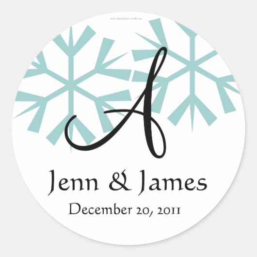 December Blauw Sneeuwvlokken Monogram Een Zegel (Voorkant)