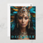 *~* DECEMBER Boho hoofdtooi Turquoise Zircon AP53 Briefkaart (Voorkant / Achterkant)