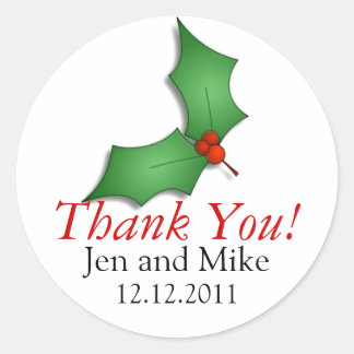 December bruiloft Dank u Stickers Holly Ornament
