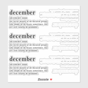 December Definitie Verjaardag Sticker
