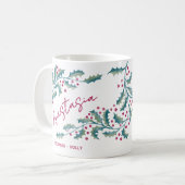December Geboortebloem Aangepaste naam Hulst Koffiemok (Voorkant links)