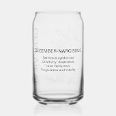 December Geboortebloem Narcissus met aangepaste na Blikvorm Glas (Achterkant)