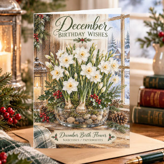 December Geboortebloem Paperwhite Narcissus Verjaa Kaart