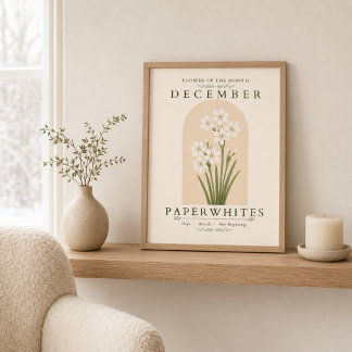 December Geboortebloem Paperwhites Poster