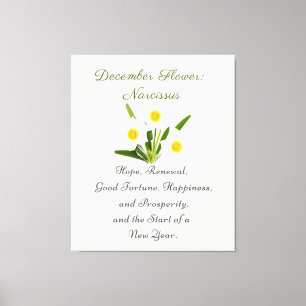 December Geboortemaand Bloem Narcissus Elegant Canvas Afdruk