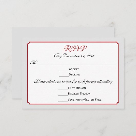 December Holiday Wedding RSVP Reactie met Menu (Voorkant / Achterkant)