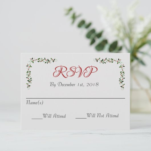 December Holiday Wedding RSVP Reactie of reactie (Staand voorkant)