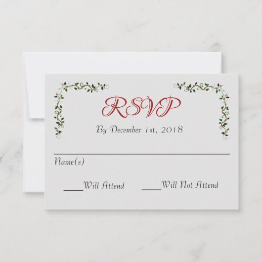December Holiday Wedding RSVP Reactie of reactie Kaartje (Voorkant)