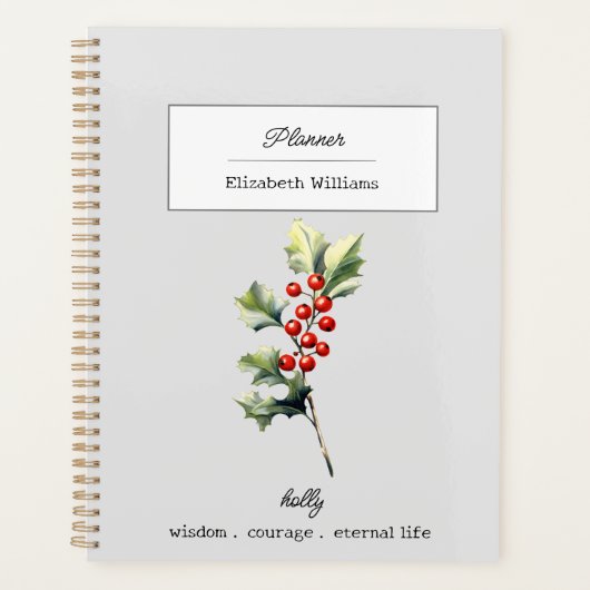 DECEMBER HOLLY BIRTH FLOWER GEPERSONALISEERD PLANNER (Voorkant)