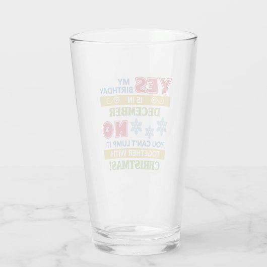 December kerstdag Humor Glas (Achterkant)