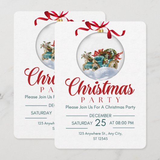December Kerstfeest Uitnodiging (Voorkant / Achterkant)