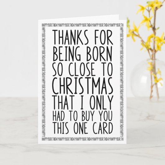 December - kerstkaartje kaart (Gele Bloem)