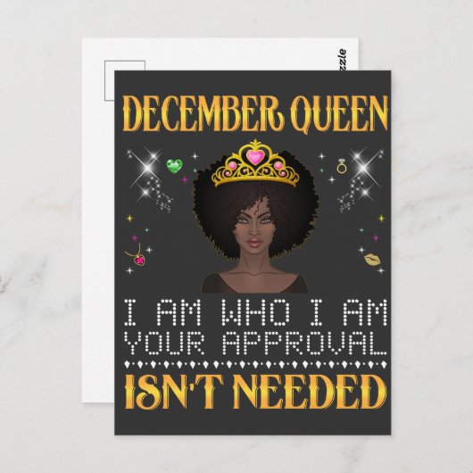 december koningin ik ben wie ik ben uw goedkeuring briefkaart (Voorkant / Achterkant)