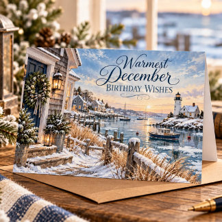 December Kust Verjaardag Vuurtoren Verjaardag Kaart