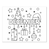 December Maand Kerstseizoen Kleurplaat Rubberstempel (Afrduk)
