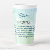 December - ontwerp van Birthstone Turquoise Latte Mok (Voorkant)