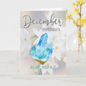 December Paperwhite en Blue Topaz Verjaardag Kaart (Gele Bloem)