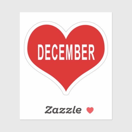 DECEMBER Red Love Heart Vinyl Sticker (Vel)