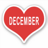 DECEMBER Red Love Heart Vinyl Sticker (Voorkant)
