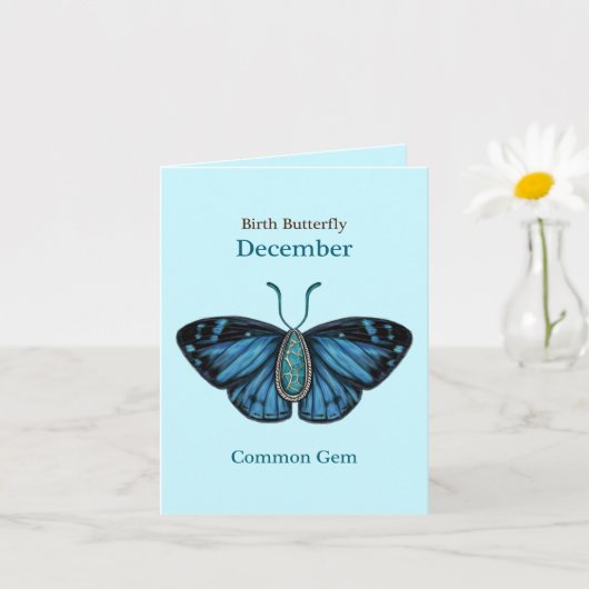 December Turquoise Common Gem Butterfly Art Kaart (Kleine Plant)