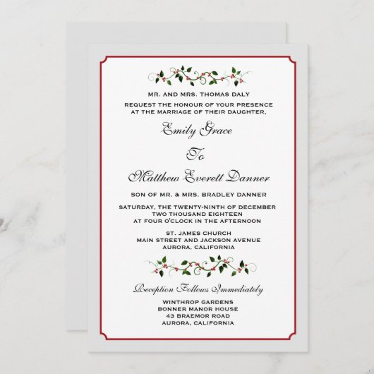 December Vakantie Winter formele bruiloft uitnodig Kaart (Voorkant / Achterkant)