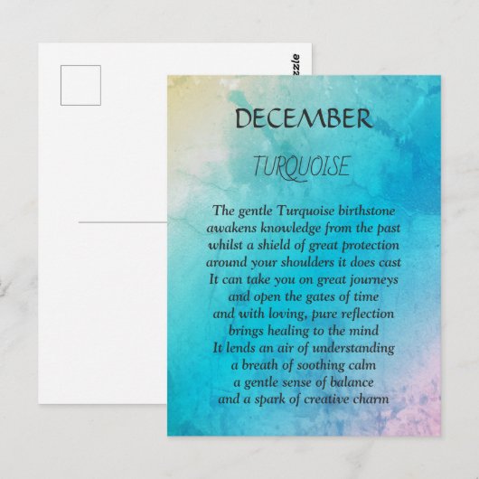 December verjaardag geboortesteen Turkoois Briefkaart (Voorkant / Achterkant)