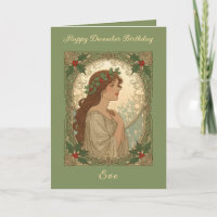December Verjaardag Hulstbessen Art Nouveau Stijl