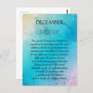 December - verjaardagssteen Turquoise Briefkaart
