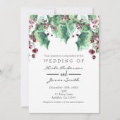 December Winter Bruiloft Holly Berry Vakantie Kaart (Voorkant)