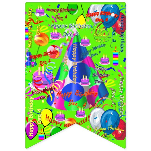 Décembre, 4 Anniversaire Bannière de Bunting (Deuxième drapeau)