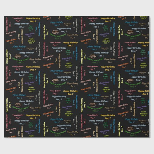 Décembre, 7 Anniversaire Papier cadeau (Plat)