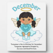 Décembre Ange en pierre de naissance Plaque noire (Devant)